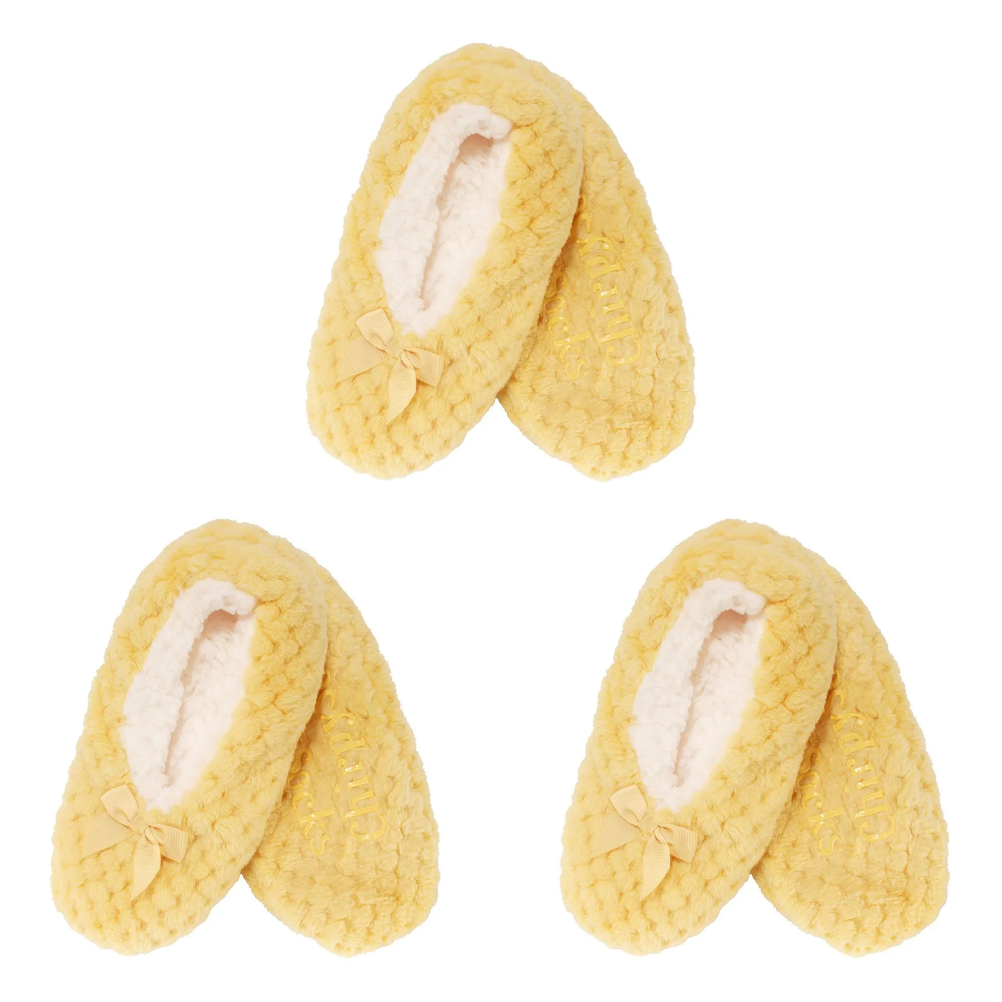 Adult Women Soft Touch Slippers Non-Slip Lined Socks, 3 Pairs