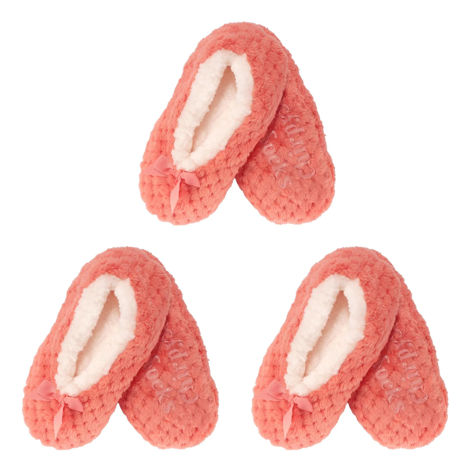 Adult Women Soft Touch Slippers Non-Slip Lined Socks, 3 Pairs