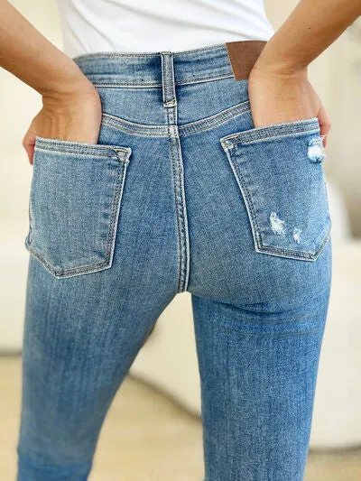 Anahi Mid-Rise Destroy & Cuff Skinny Jeans | Judy Blue