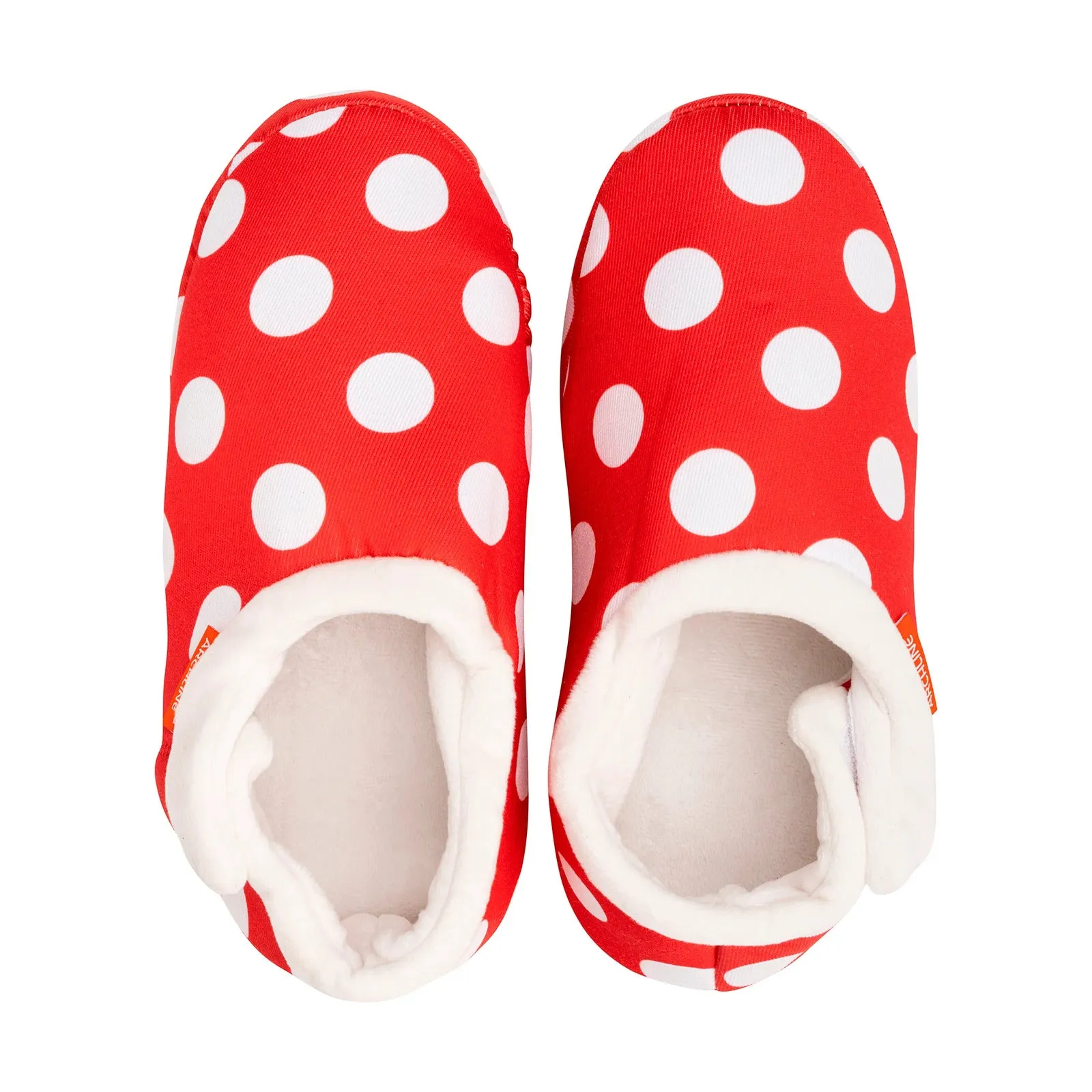ARCHLINE Orthotic Slippers CLOSED Back Scuffs Moccasins Pain Relief - Red Polka Dots - EUR 36 (Womens 5 US)