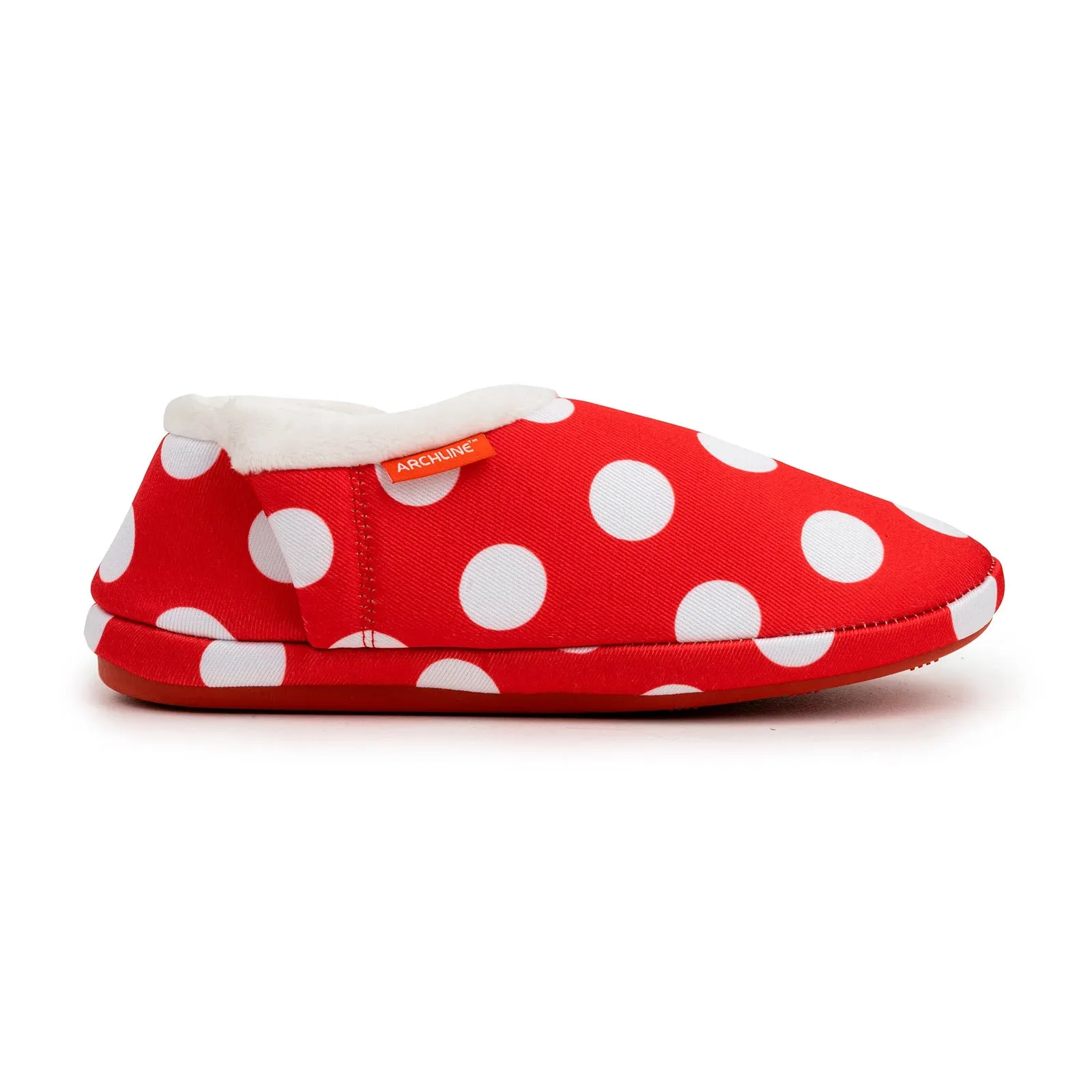 ARCHLINE Orthotic Slippers CLOSED Back Scuffs Moccasins Pain Relief - Red Polka Dots - EUR 36 (Womens 5 US)