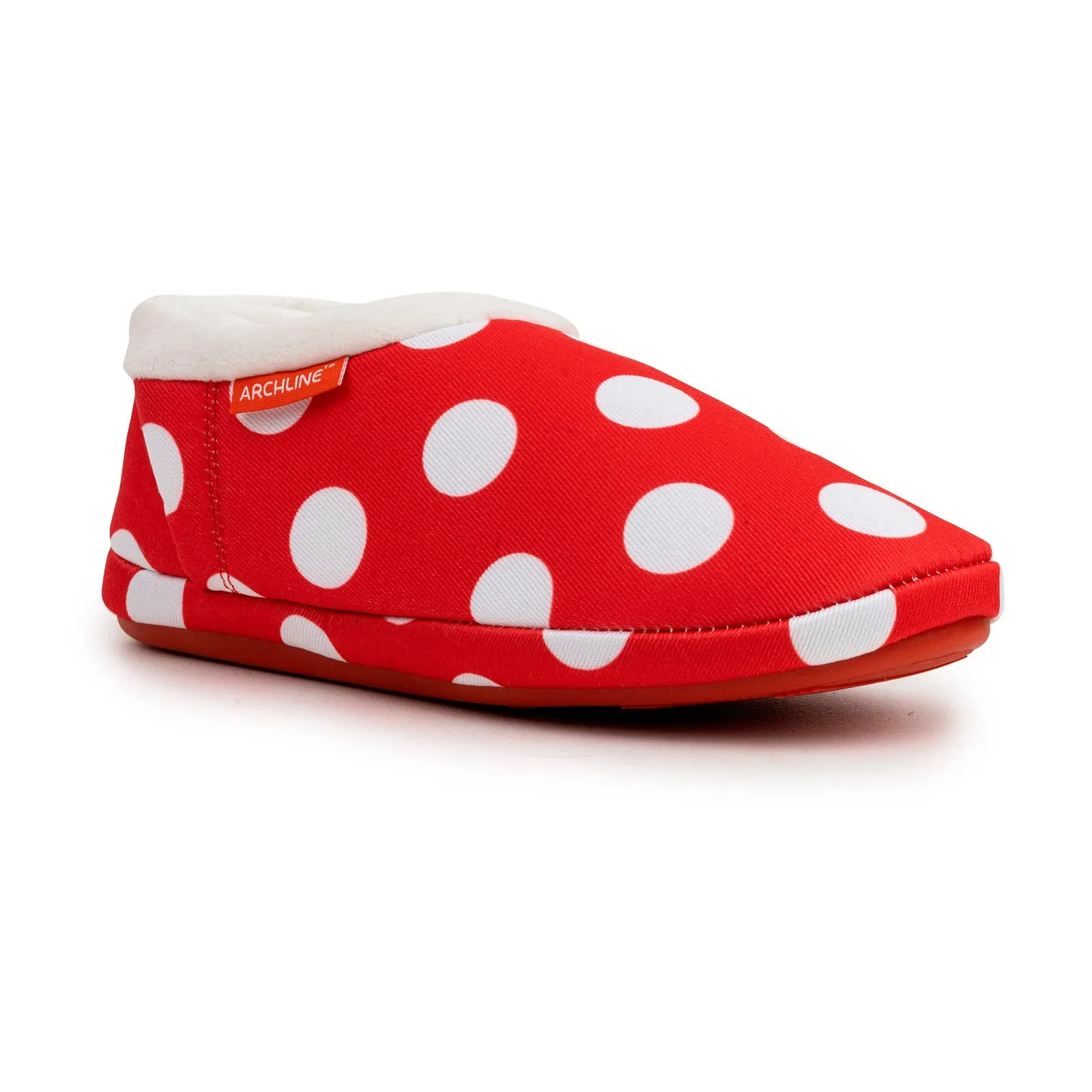 ARCHLINE Orthotic Slippers CLOSED Back Scuffs Moccasins Pain Relief - Red Polka Dots - EUR 36 (Womens 5 US)