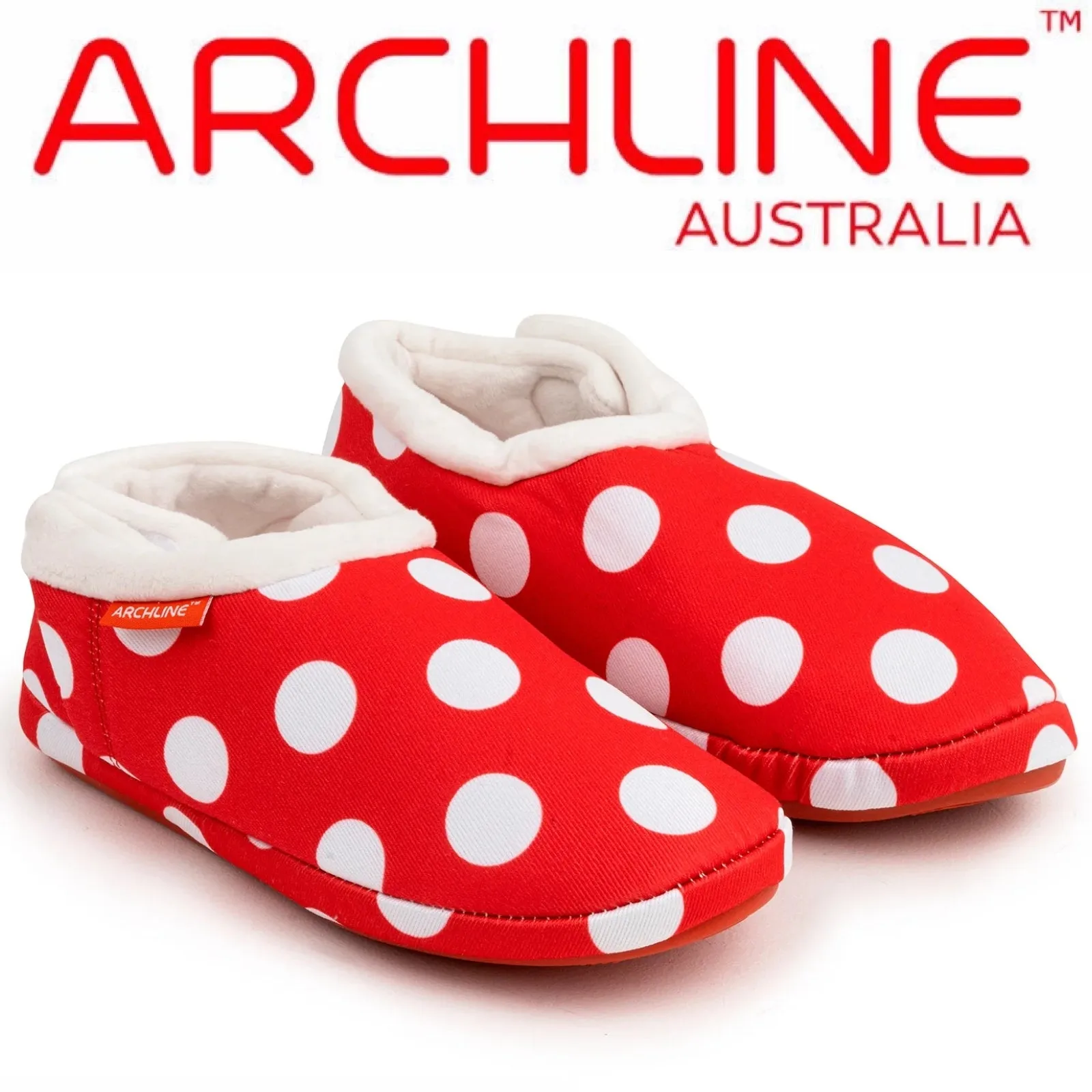 ARCHLINE Orthotic Slippers CLOSED Back Scuffs Moccasins Pain Relief - Red Polka Dots - EUR 36 (Womens 5 US)