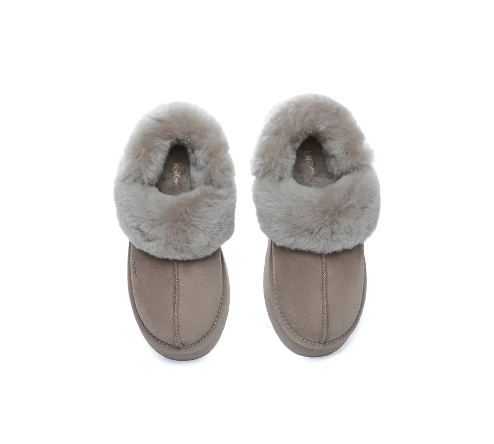 AUSTRALIAN SHEPHERD® UGG Slippers Women Removable Wool Strap Slingback Platform Musa