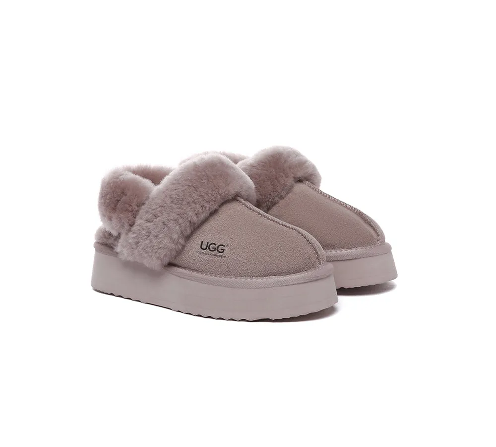 AUSTRALIAN SHEPHERD® UGG Slippers Women Removable Wool Strap Slingback Platform Musa