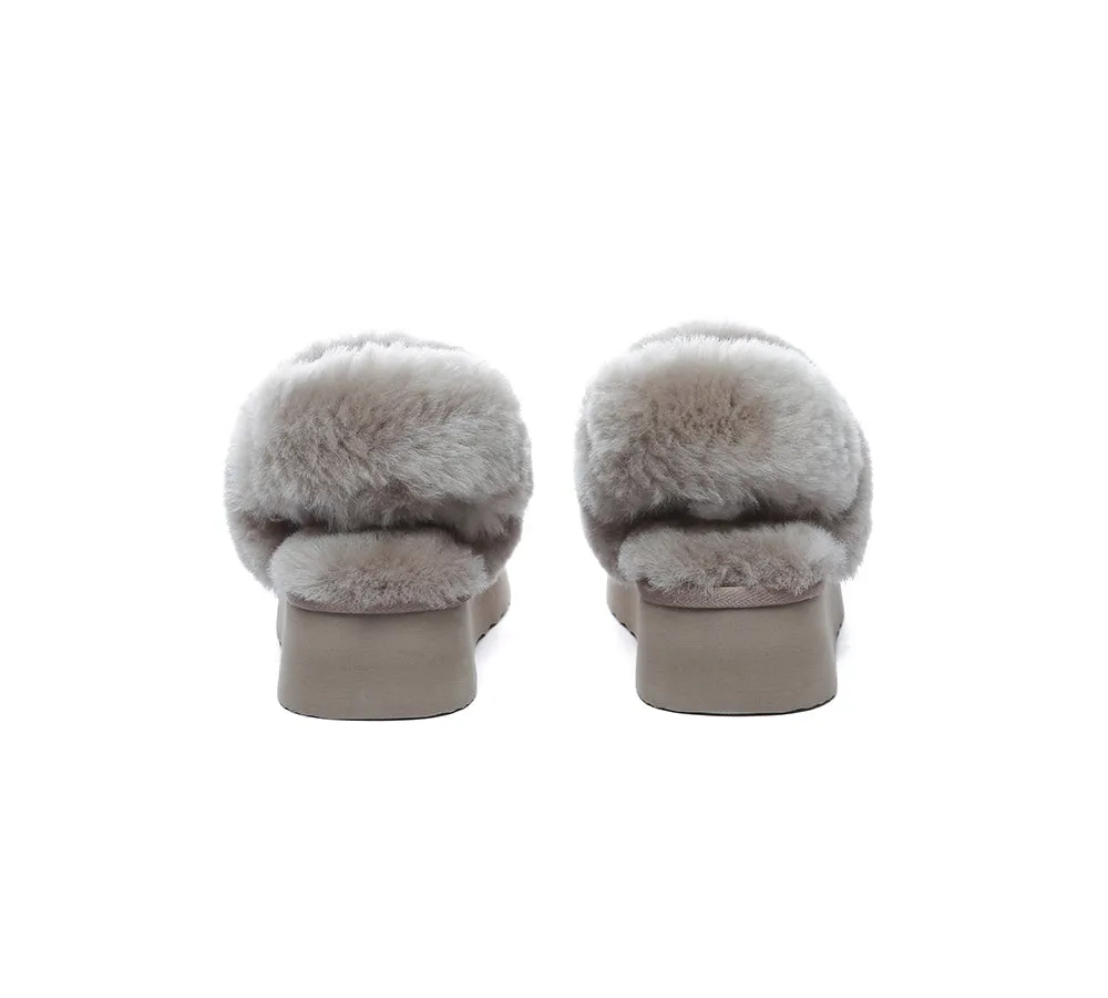 AUSTRALIAN SHEPHERD® UGG Slippers Women Removable Wool Strap Slingback Platform Musa