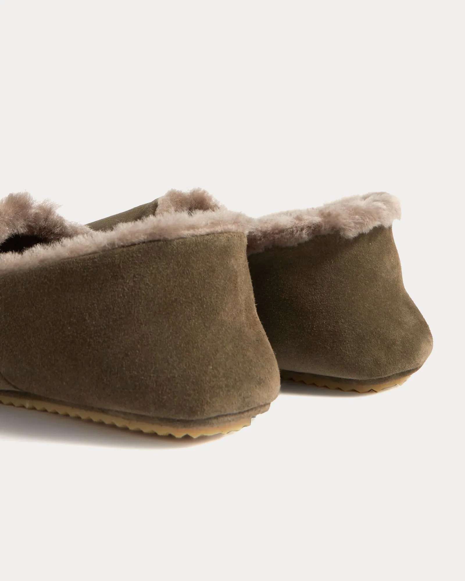 Babouche Shearling-Lined Suede Green Slippers