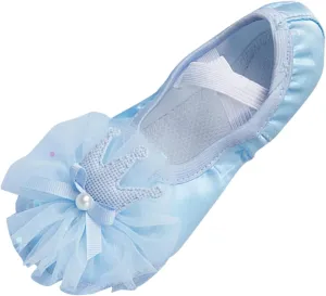 Ballet Shoes for Girls,Soft Leather Ballet Slippers No-Tie Warm Dance Yoga Practice Shoes for Toddler Girls