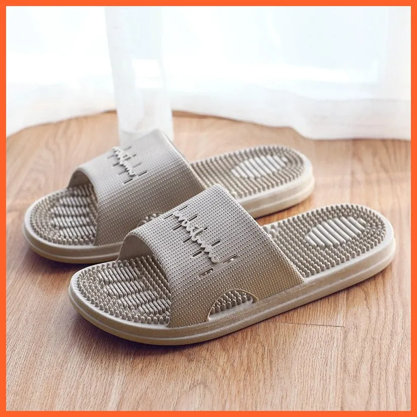 Bathroom Slippers Men Women Skid Sole Shoes | Rubber Pvc Black Flat Slippers