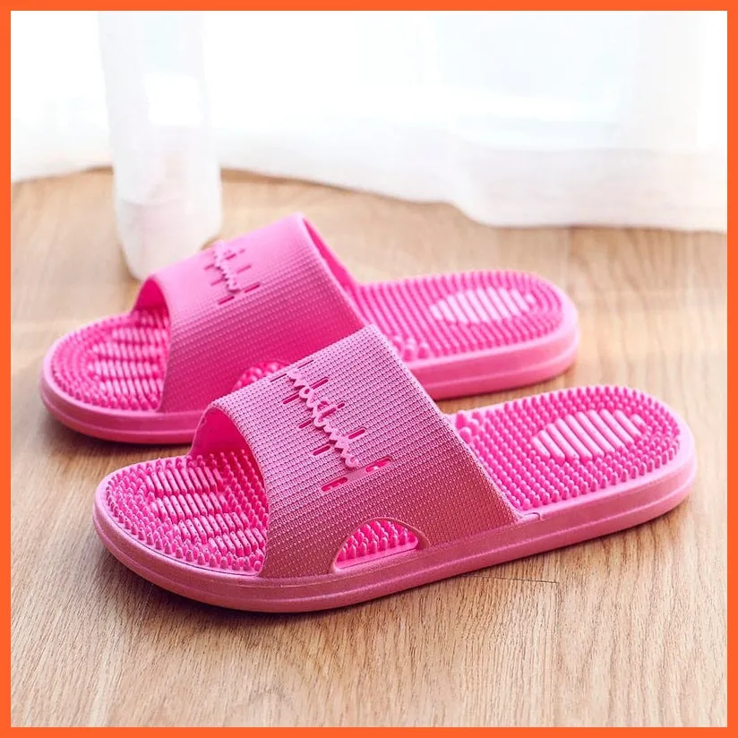 Bathroom Slippers Men Women Skid Sole Shoes | Rubber Pvc Black Flat Slippers