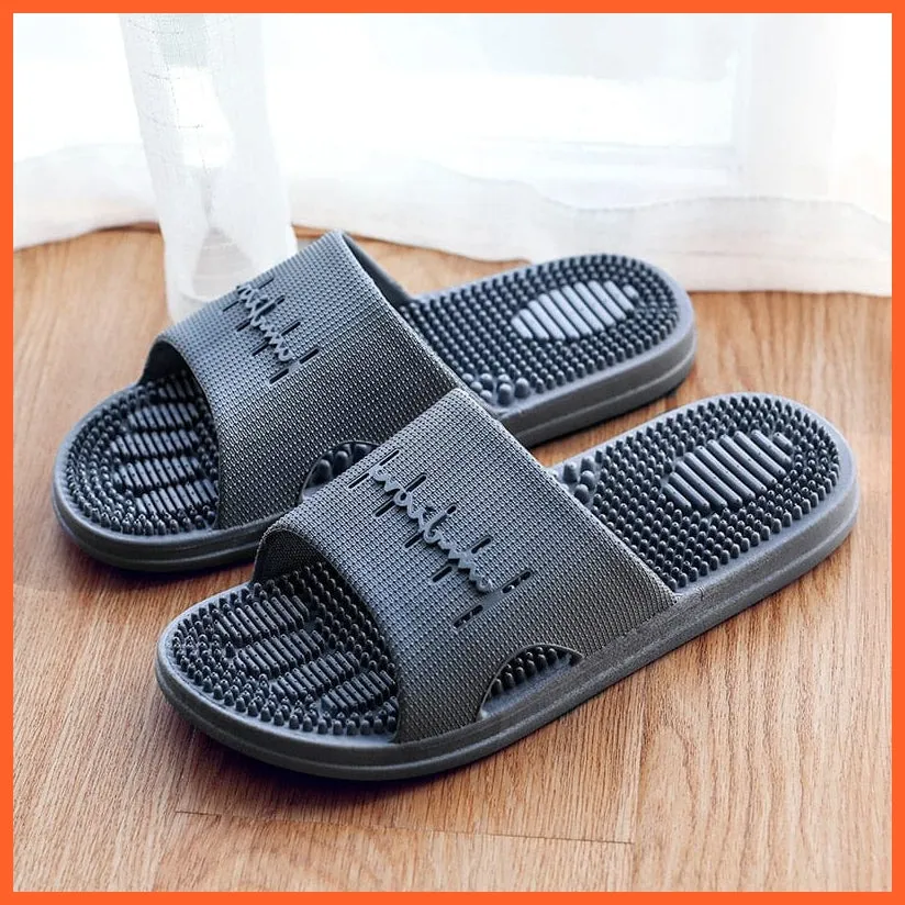Bathroom Slippers Men Women Skid Sole Shoes | Rubber Pvc Black Flat Slippers