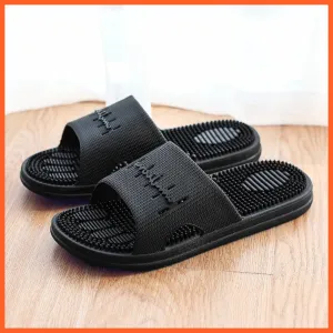Bathroom Slippers Men Women Skid Sole Shoes | Rubber Pvc Black Flat Slippers