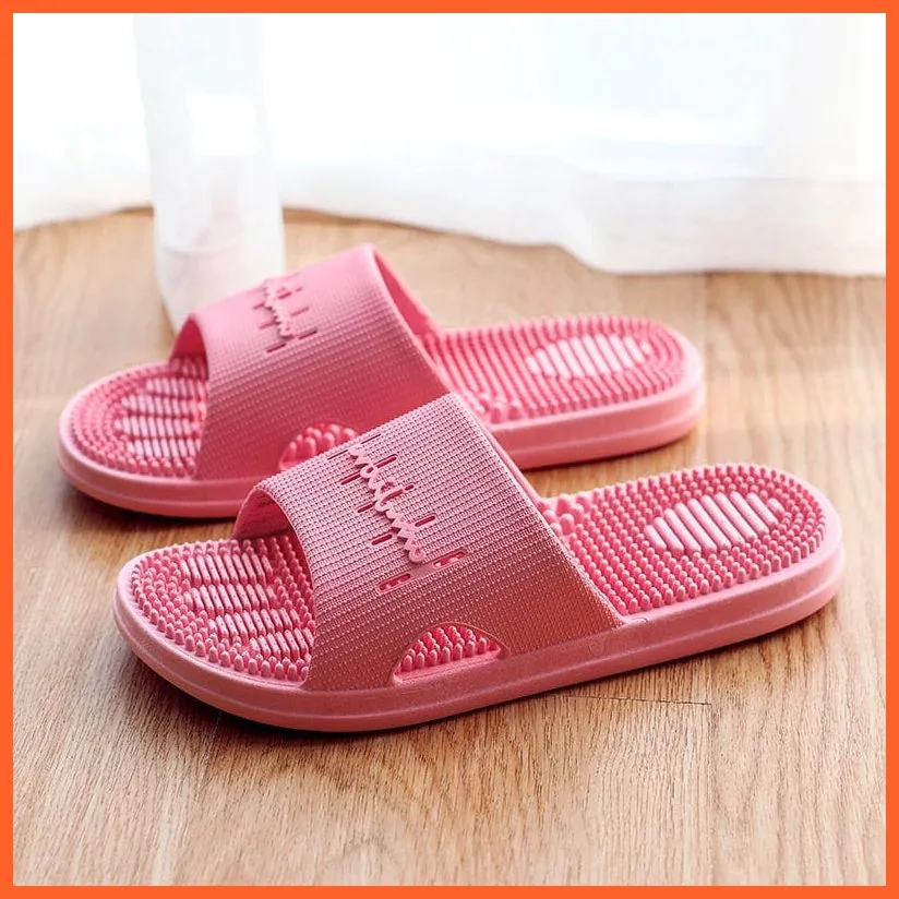 Bathroom Slippers Men Women Skid Sole Shoes | Rubber Pvc Black Flat Slippers