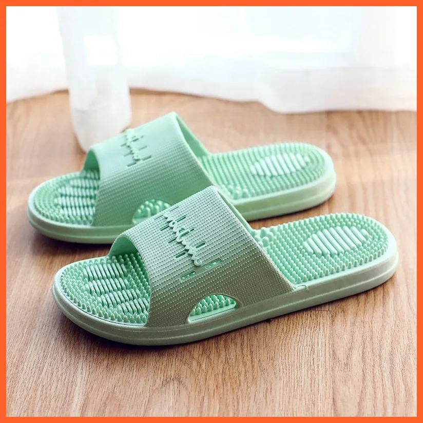Bathroom Slippers Men Women Skid Sole Shoes | Rubber Pvc Black Flat Slippers