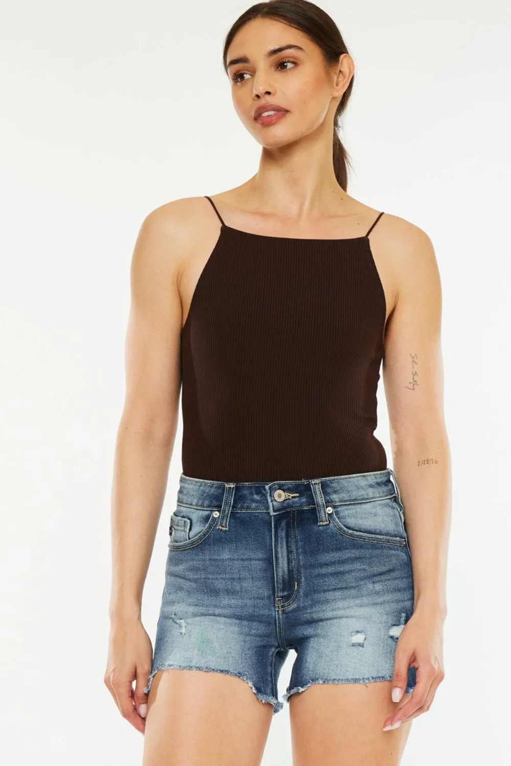 Baylor High-Waist Raw Hem Denim Shorts | Kancan