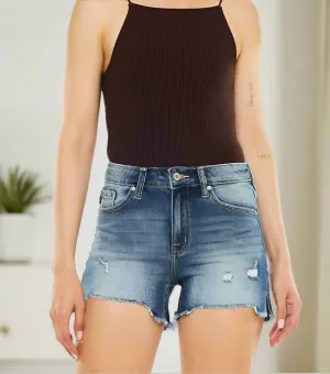 Baylor High-Waist Raw Hem Denim Shorts | Kancan