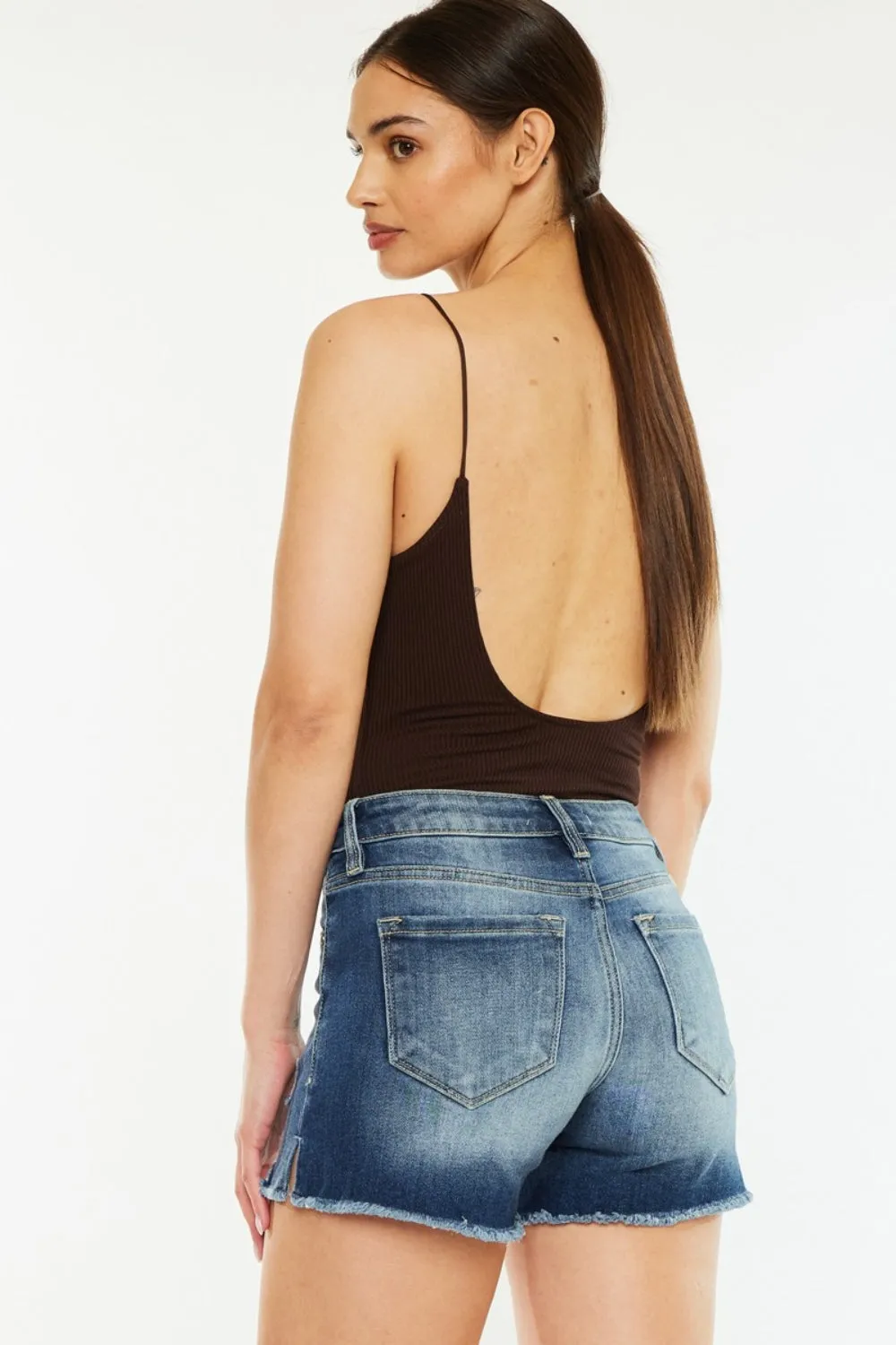 Baylor High-Waist Raw Hem Denim Shorts | Kancan