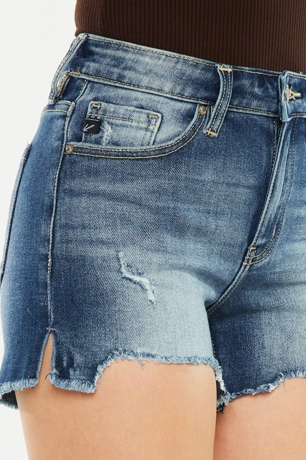 Baylor High-Waist Raw Hem Denim Shorts | Kancan
