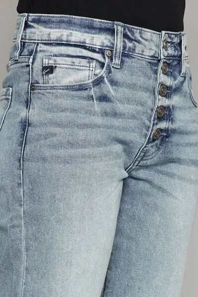 Beach Bonfire High-Waist Button Fly Cropped Straight Jeans | Kancan