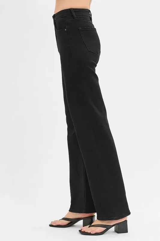 Black High Rise Wide Leg Jeans