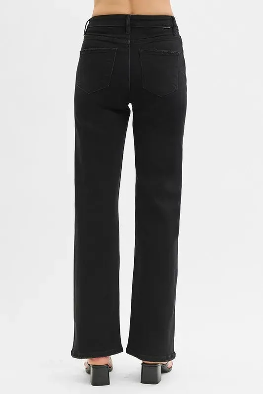 Black High Rise Wide Leg Jeans