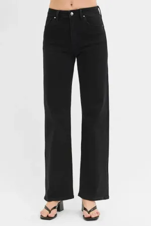 Black High Rise Wide Leg Jeans