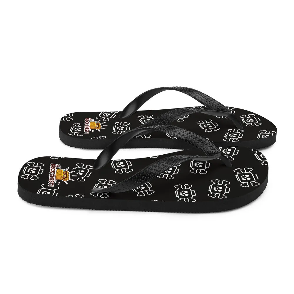 Black Skeleton Flip Flops