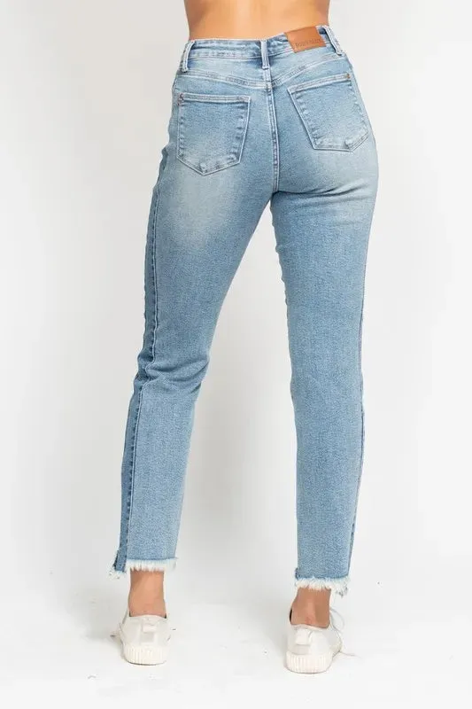 Blaire Vintage Frayed Slim Jeans | Judy Blue