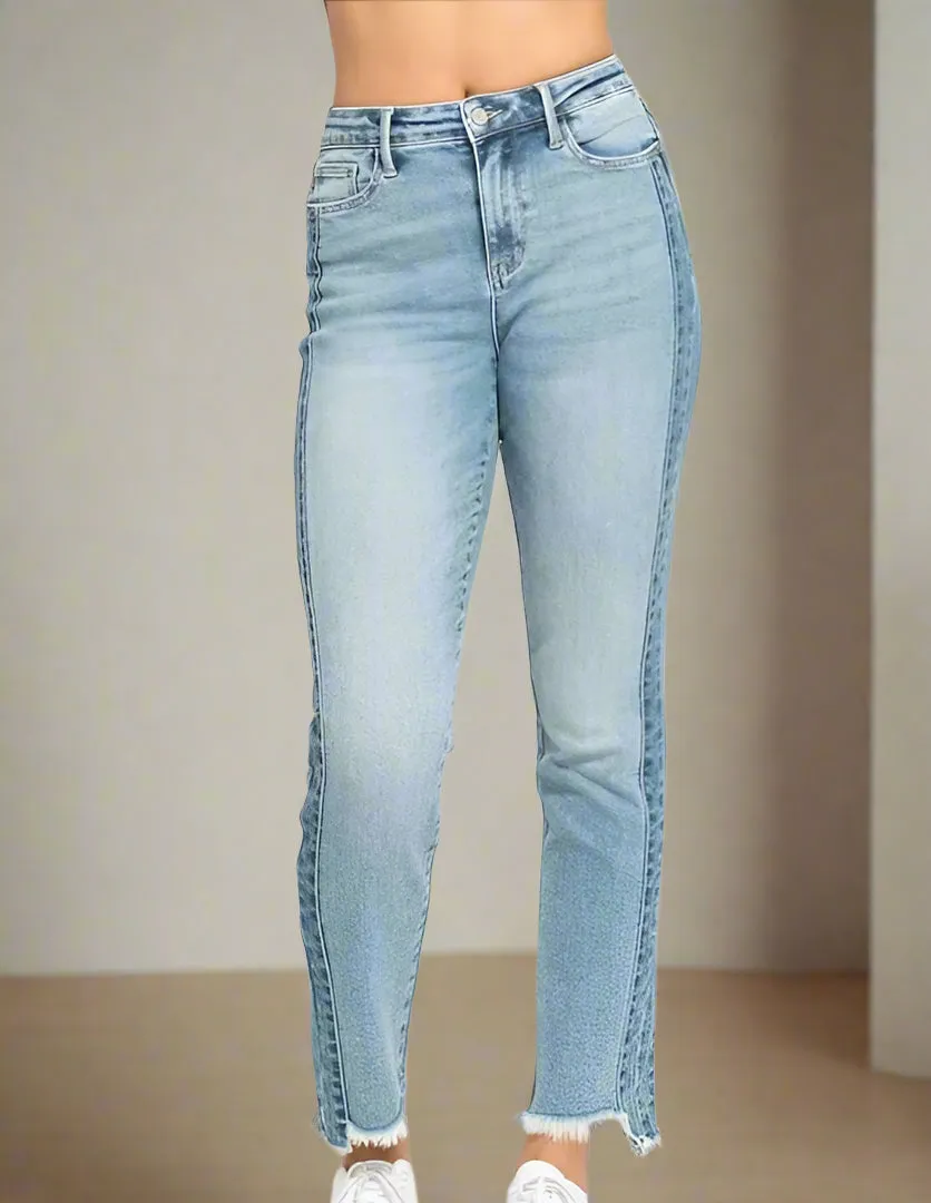 Blaire Vintage Frayed Slim Jeans | Judy Blue