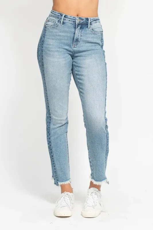 Blaire Vintage Frayed Slim Jeans | Judy Blue