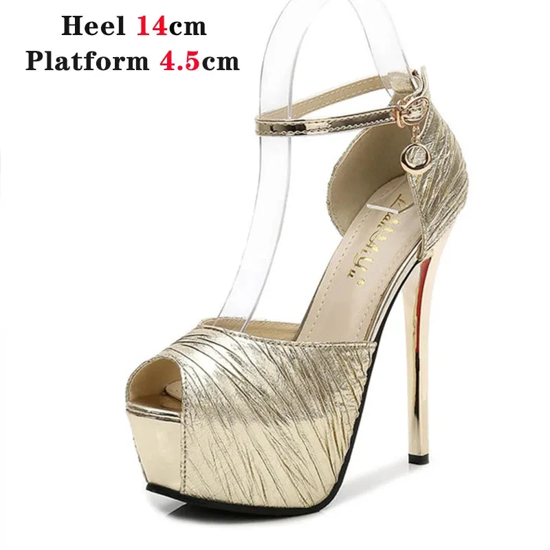 Bling Peep Toe High Heels