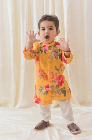 Blossom Bliss Kurta Pyjama Set - Yellow