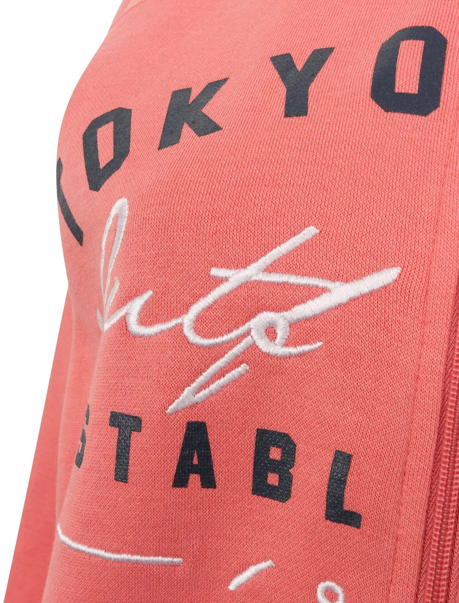 Brayden Brush Back Fleece Zip Through Hoodie In Brandied Apricot - Tokyo Laundry