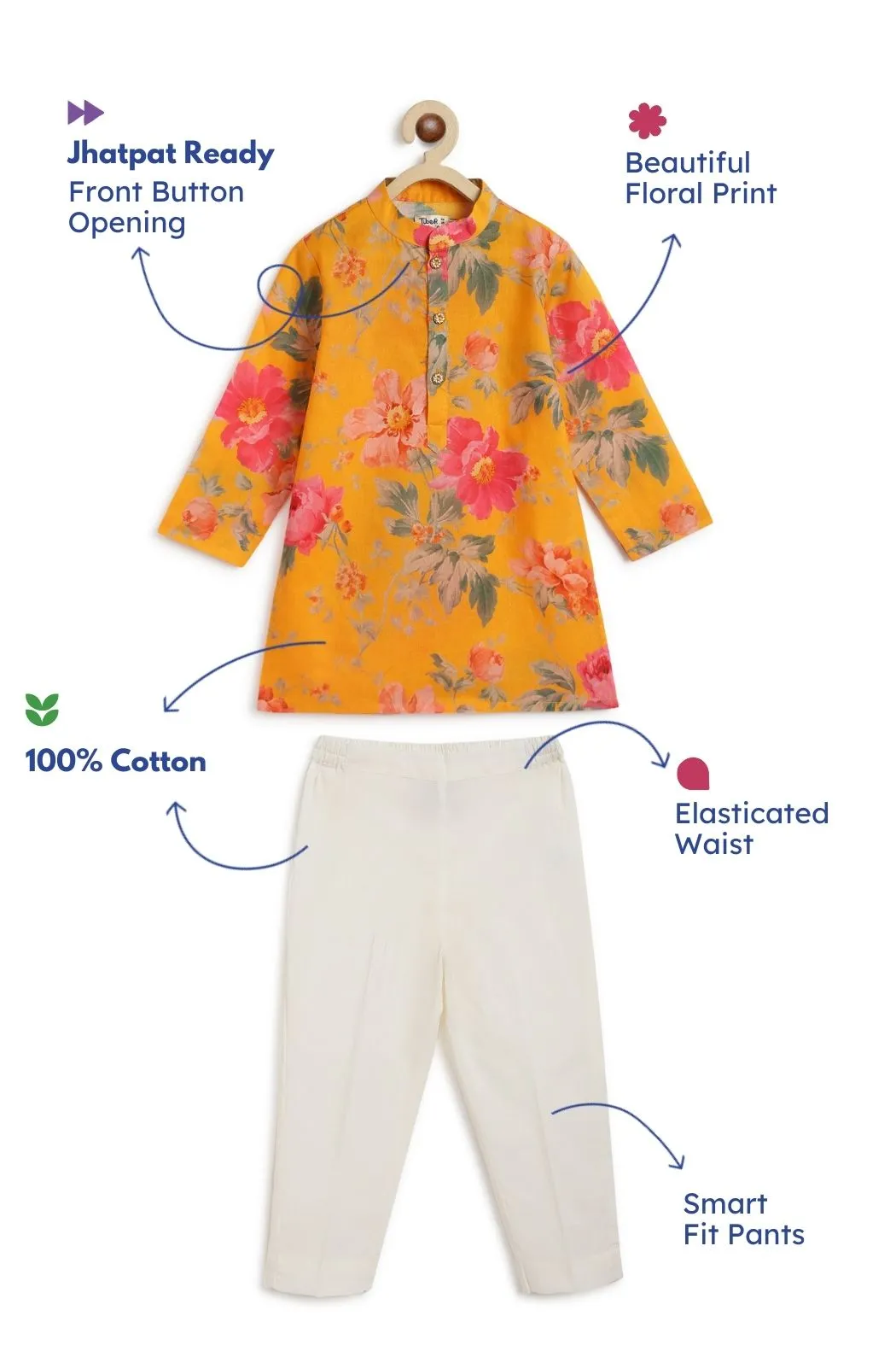 Budding Hero Kurta Pyjama Set - Yellow