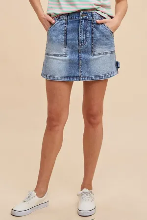 Cargo Denim Mini Skirt – Pocketed High-Waisted Jean Skirt