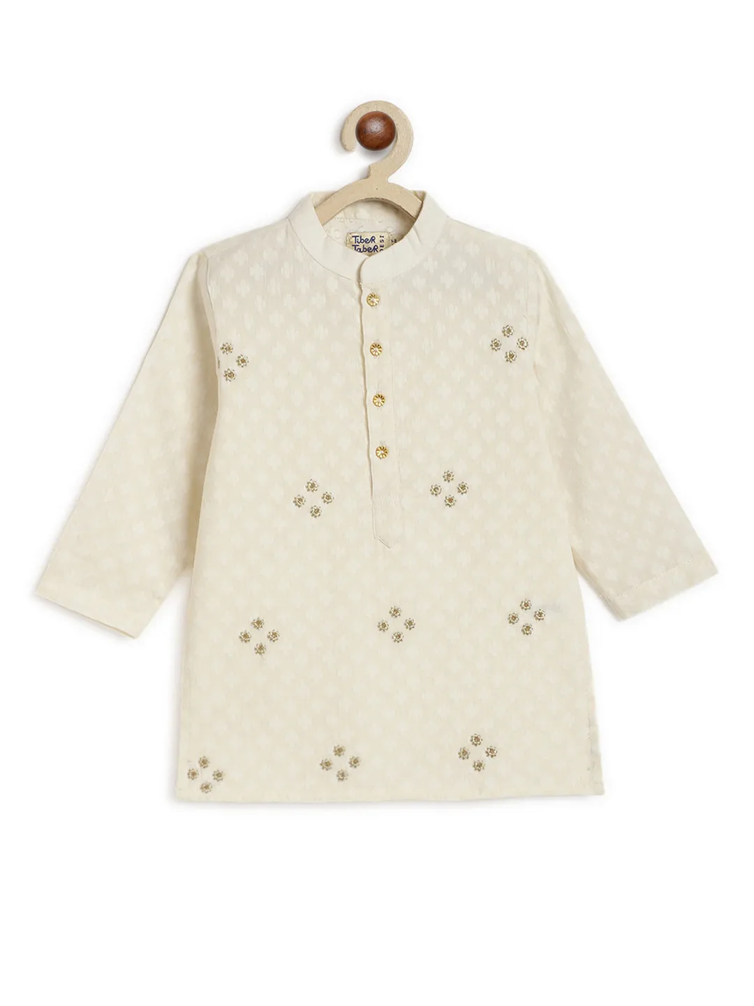 Classic Zari Kurta Pyjama Set - Cream