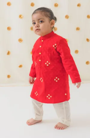 Classic Zari Kurta Pyjama Set - Red