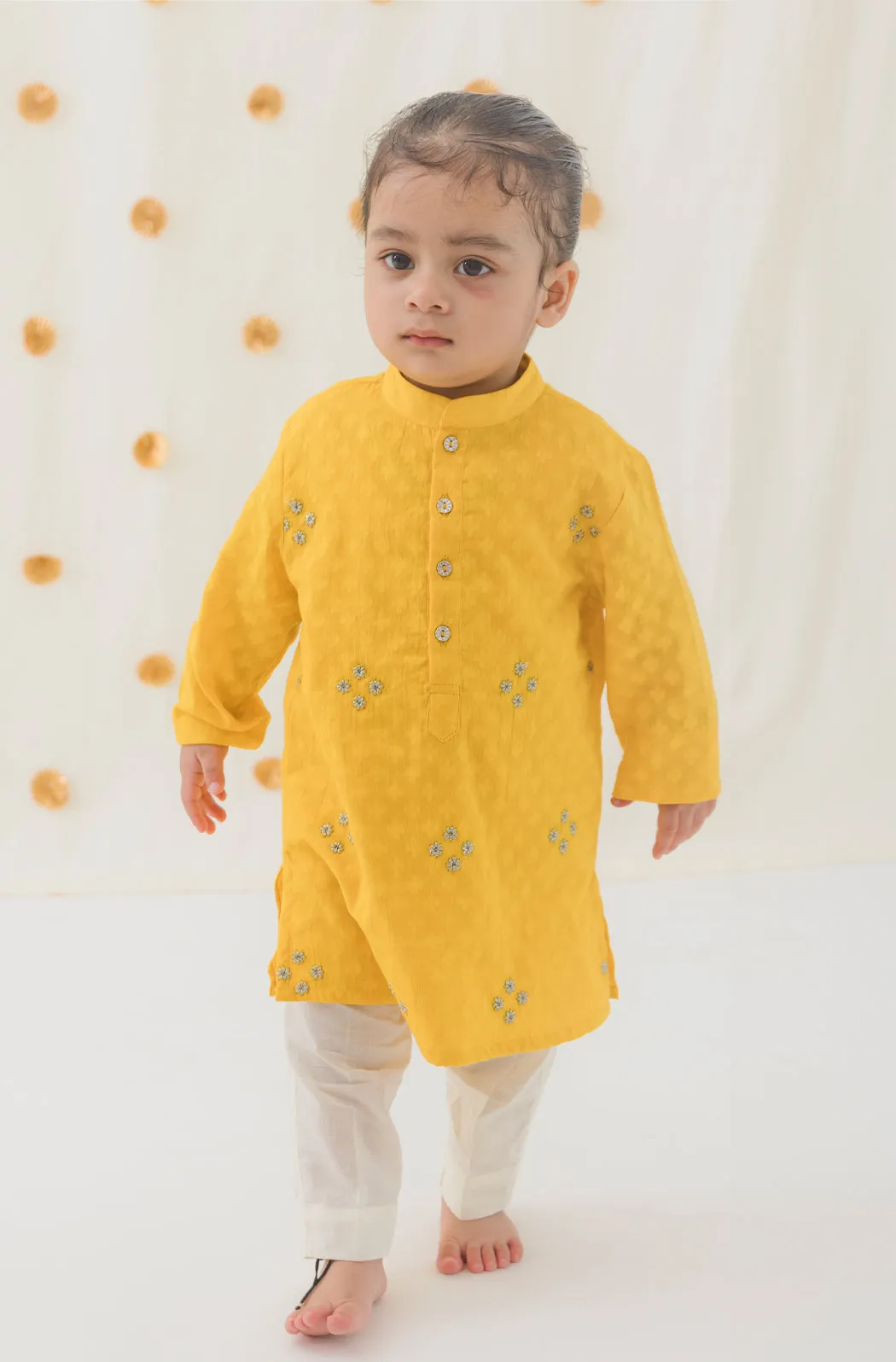 Classic Zari Kurta Pyjama Set - Yellow