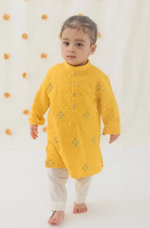 Classic Zari Kurta Pyjama Set - Yellow