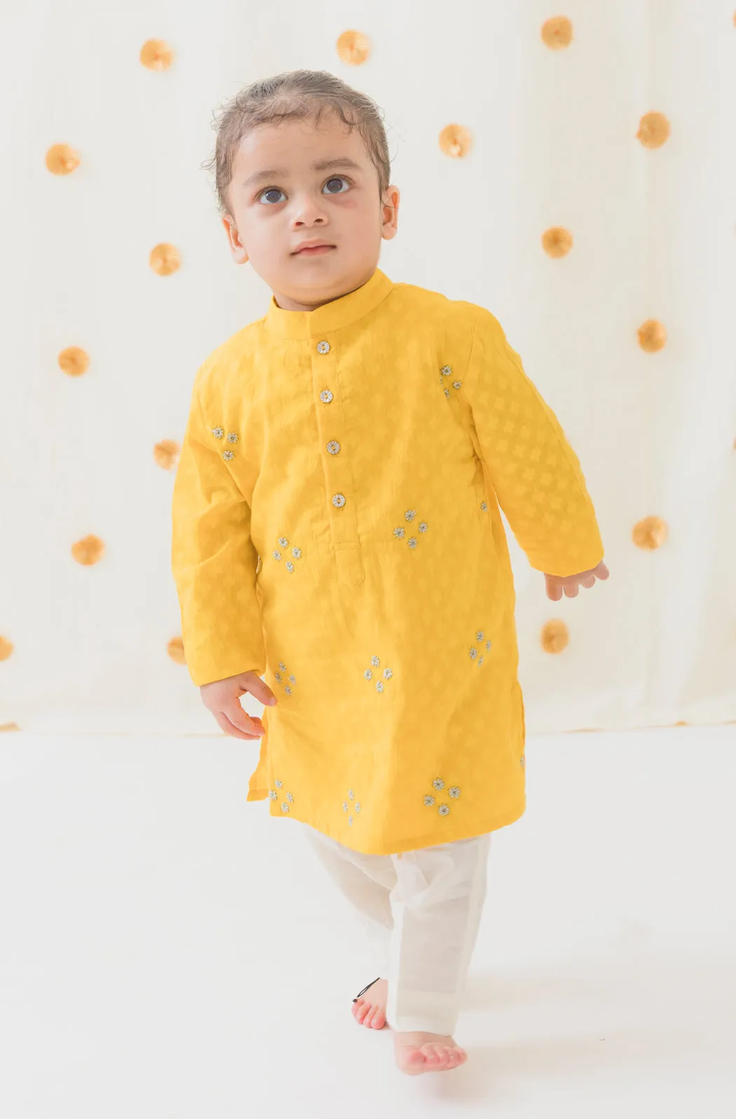 Classic Zari Kurta Pyjama Set - Yellow