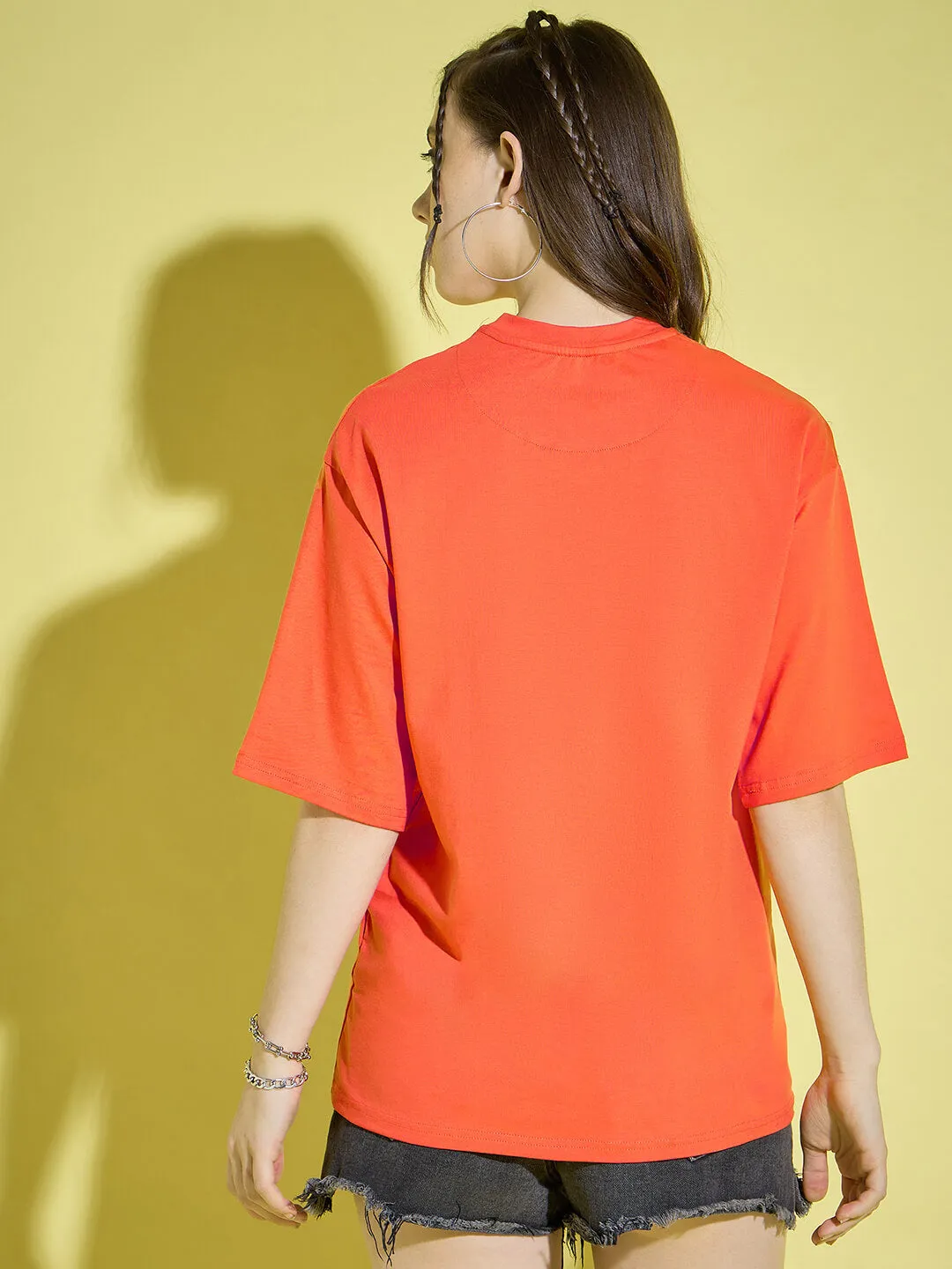 Cotton Oversized Baggy Fit Drop Shoulder Half Sleeve Women T-Shirt-3394-3395