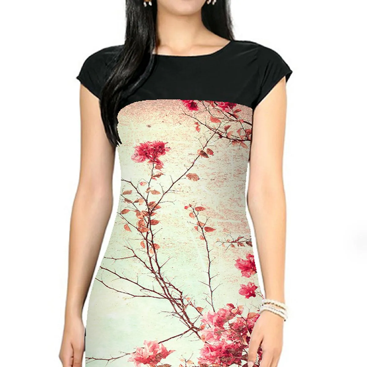 Cream Colored Casual Floral Print Kurti