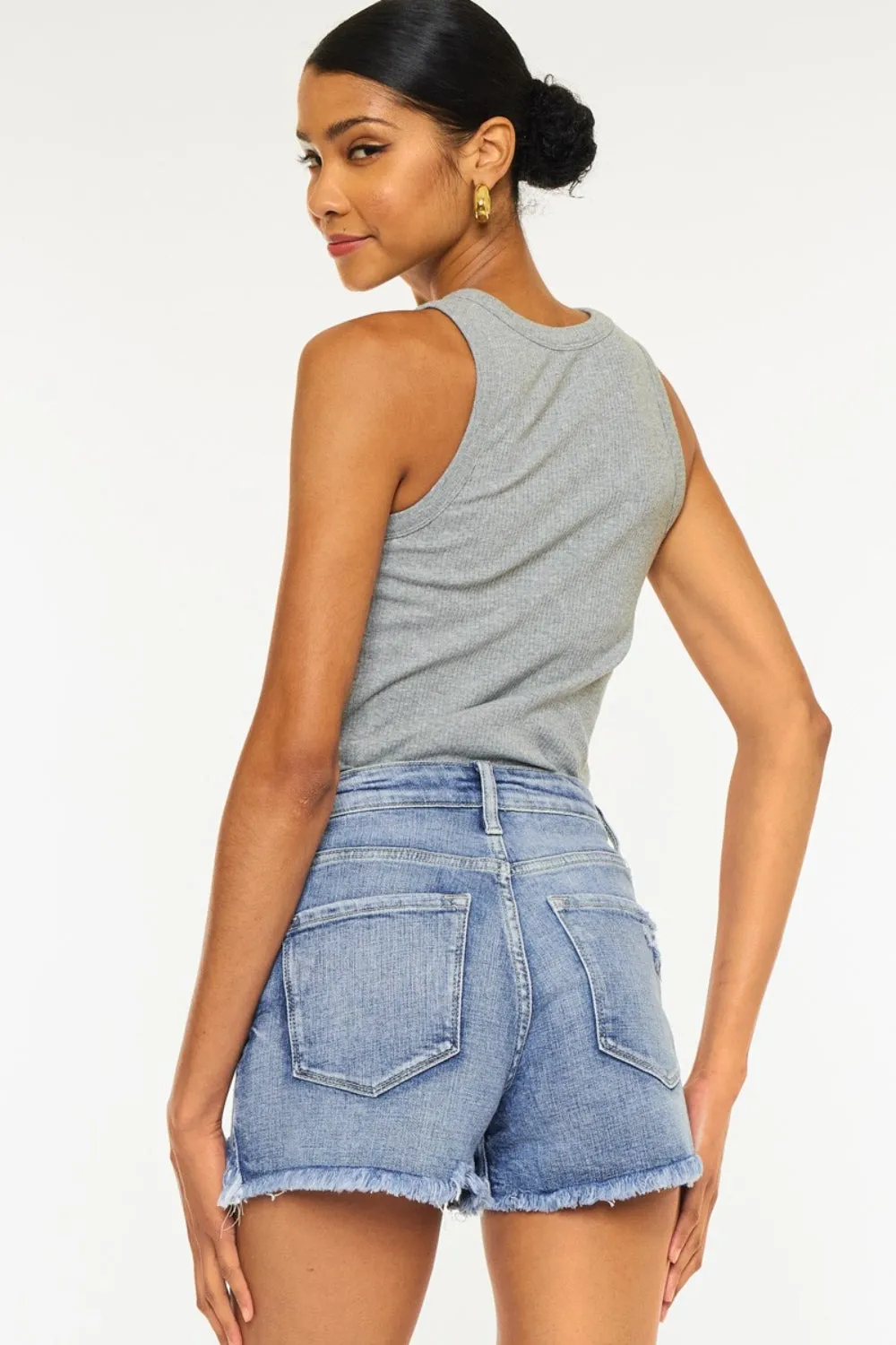 Dazed Distressed Raw Hem Denim Shorts | Kancan