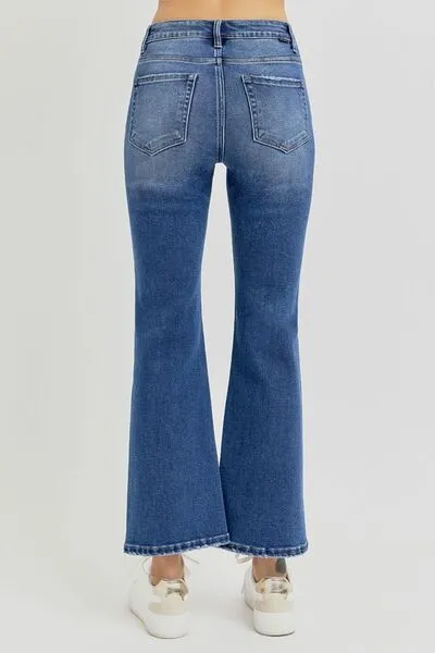 Everlee Distressed High-Rise Cropped Flare Jeans | Risen
