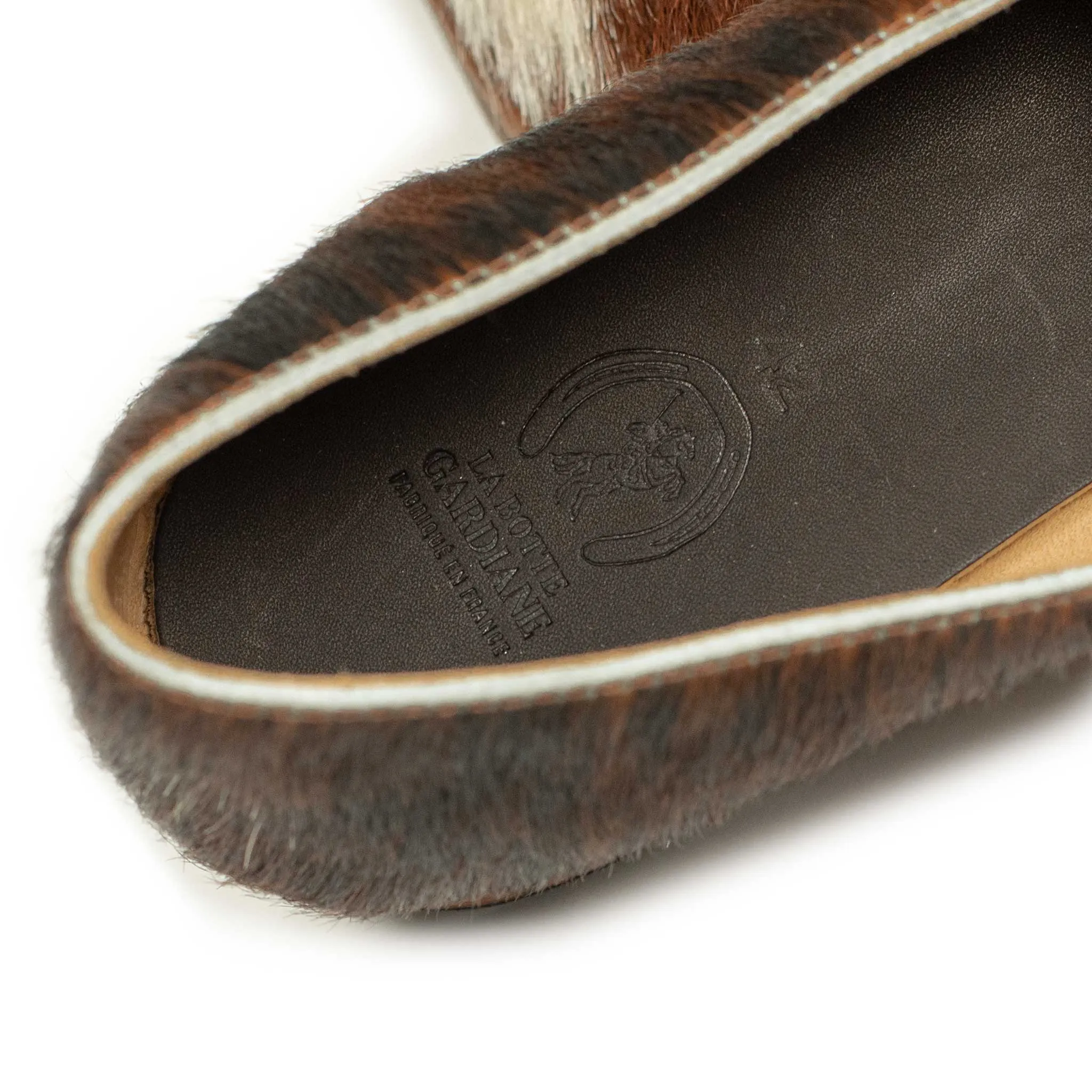 Exclusive Maury sturdy slippers in hair-on Normande calf