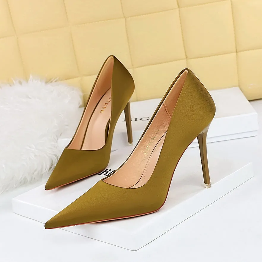 Fashionable Slimming and Sexy High Heels Satin Shoes