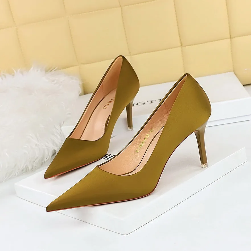 Fashionable Slimming and Sexy High Heels Satin Shoes