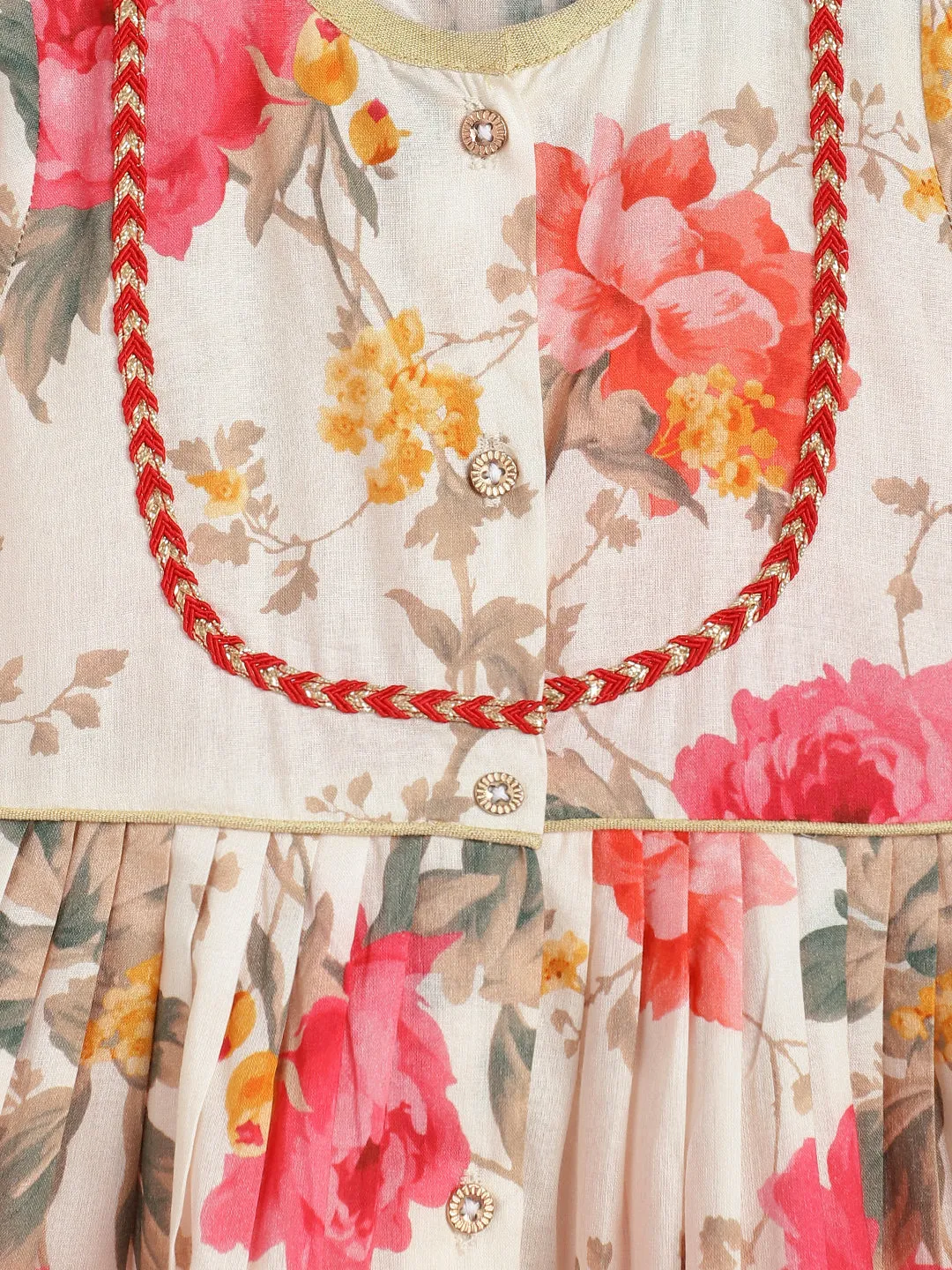 Garden Bloom Angrakha Set - Cream