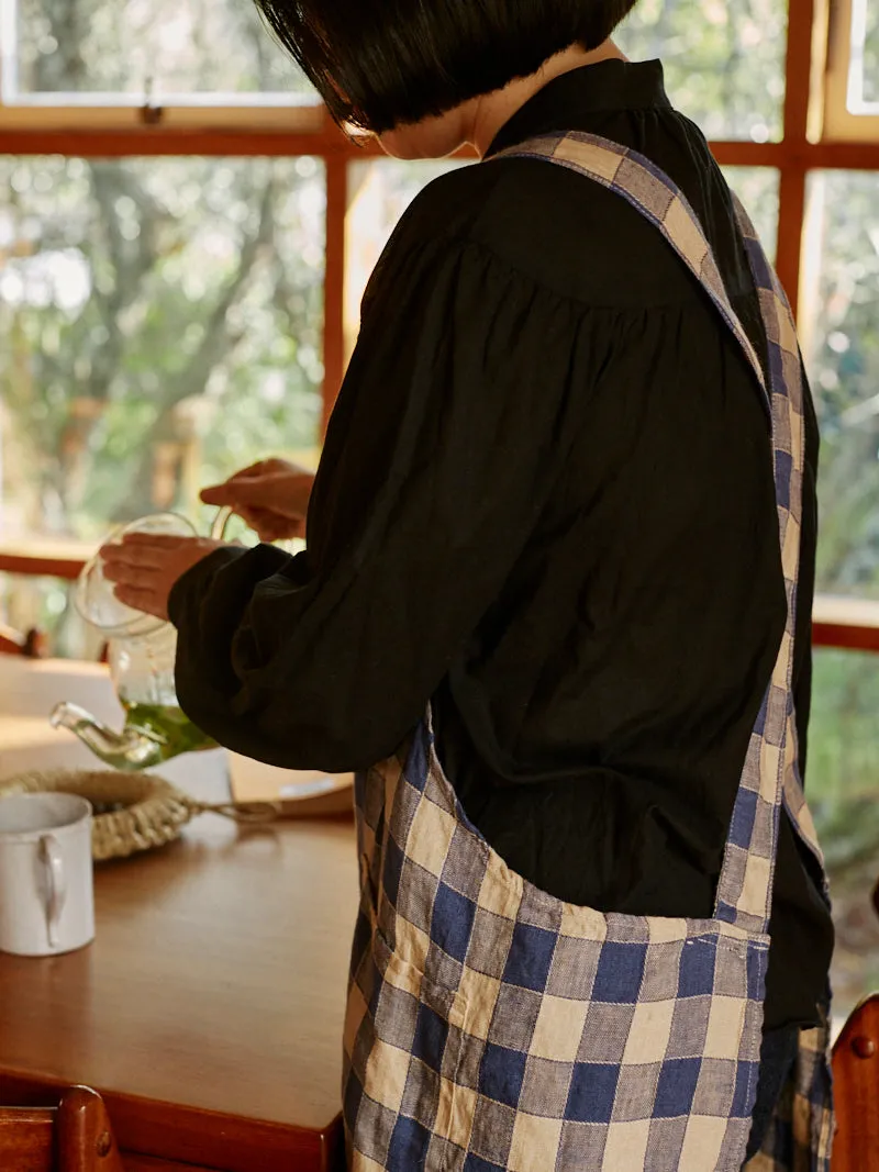 Gingham Linen Apron | Blue de Delft