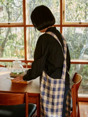 Gingham Linen Apron | Blue de Delft